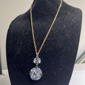 MonnaLuna 15” Blue Green Zirconia Box Chain Necklace Made in Florence Italy